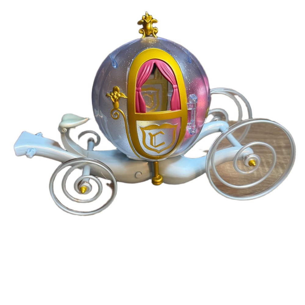 Disney Cinderella Pumpkin Carriage Glitter Purple Gold Rolling Wheels Toy